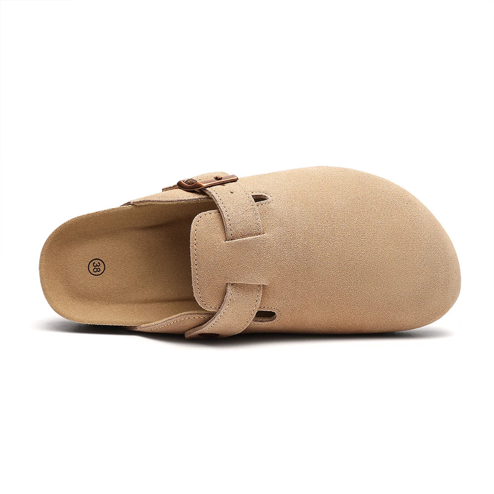 Damklädes Mules med Korkinlägg och Justerbara Remmar 3