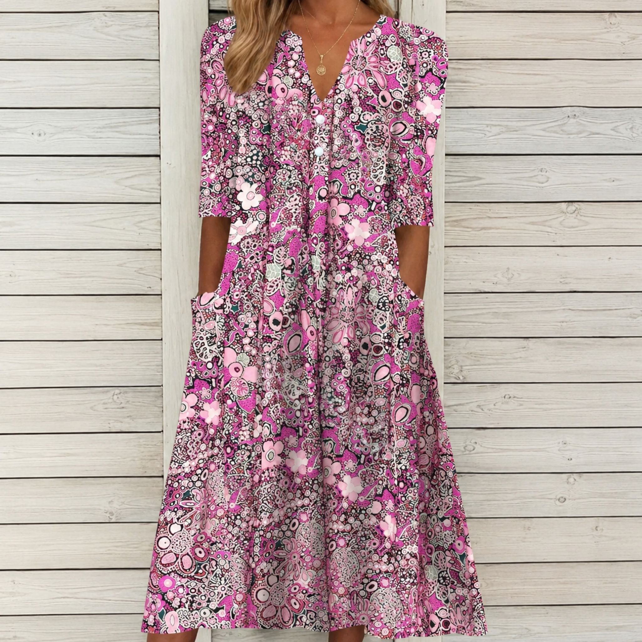 Damklänning Blommönster Lätt För Vår- och Sommaraktiviteter 2