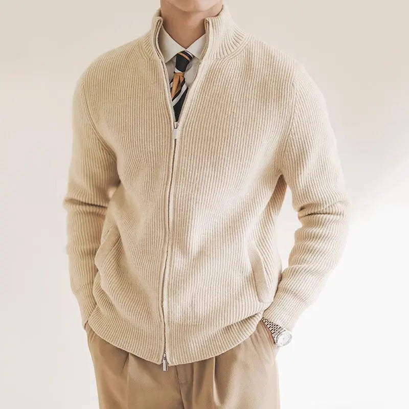 Damstickad Cardigan Ribbstruktur Normal Passform 0