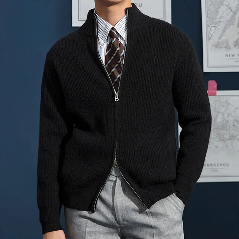 Damstickad Cardigan Ribbstruktur Normal Passform 3