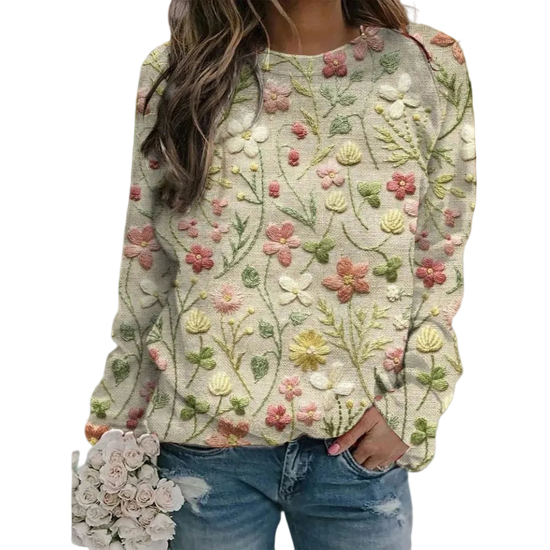 Damtröja med blommönster för vårmode 1