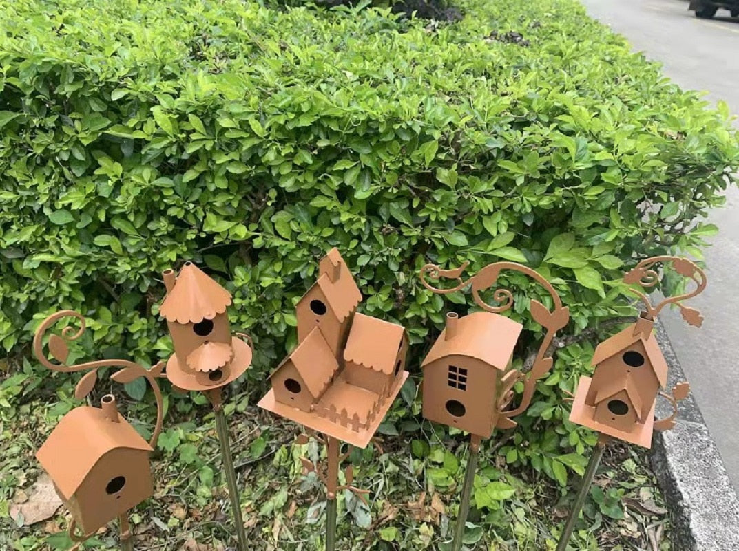 Dekorativ Fågelholk i Metall för Trädgård 4