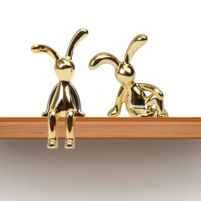 Dekorativa Kaninfigurer i Guld och Silver 0