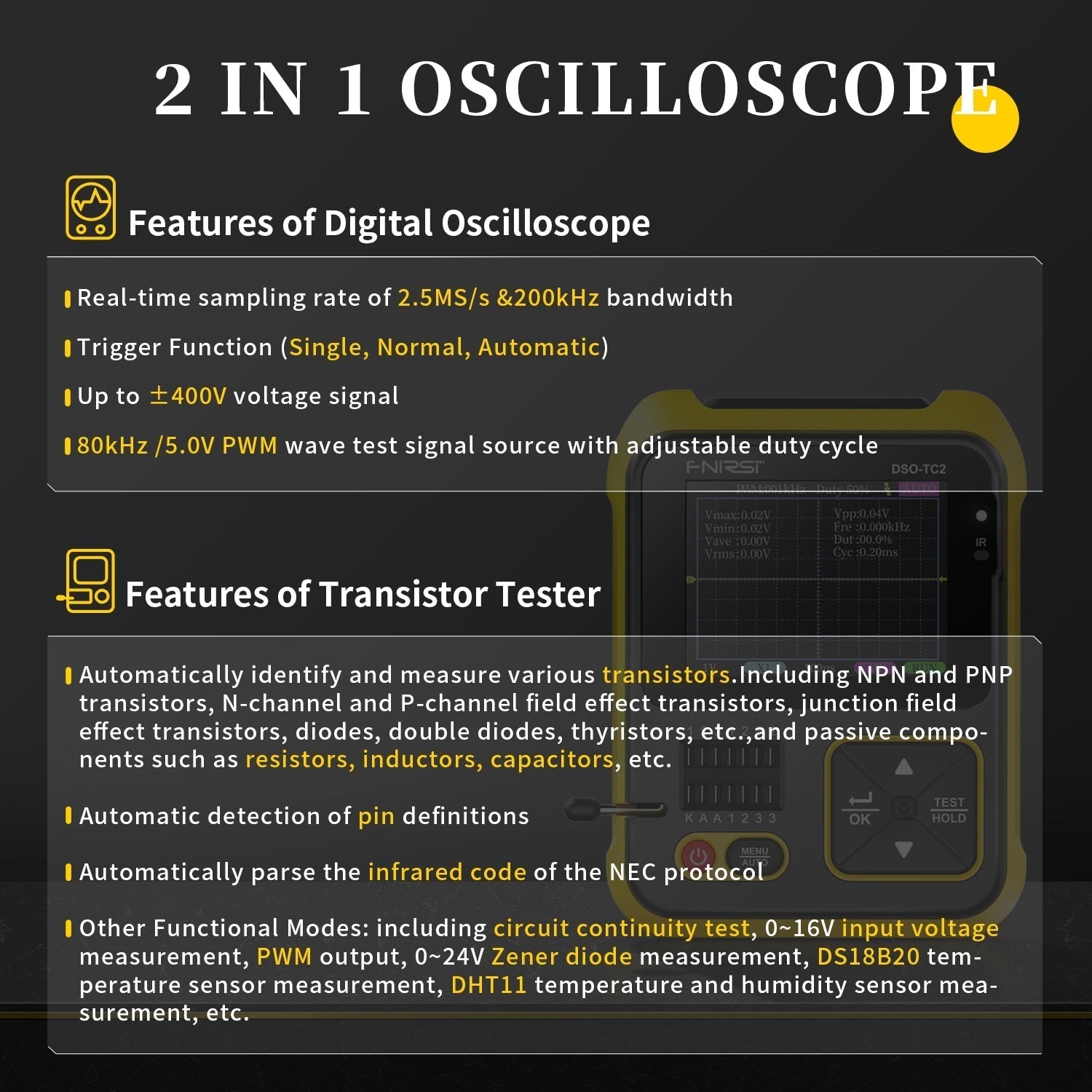 Digital Transistor Tester och Spänningsmätare Kompakt Design Med Digital Display 4