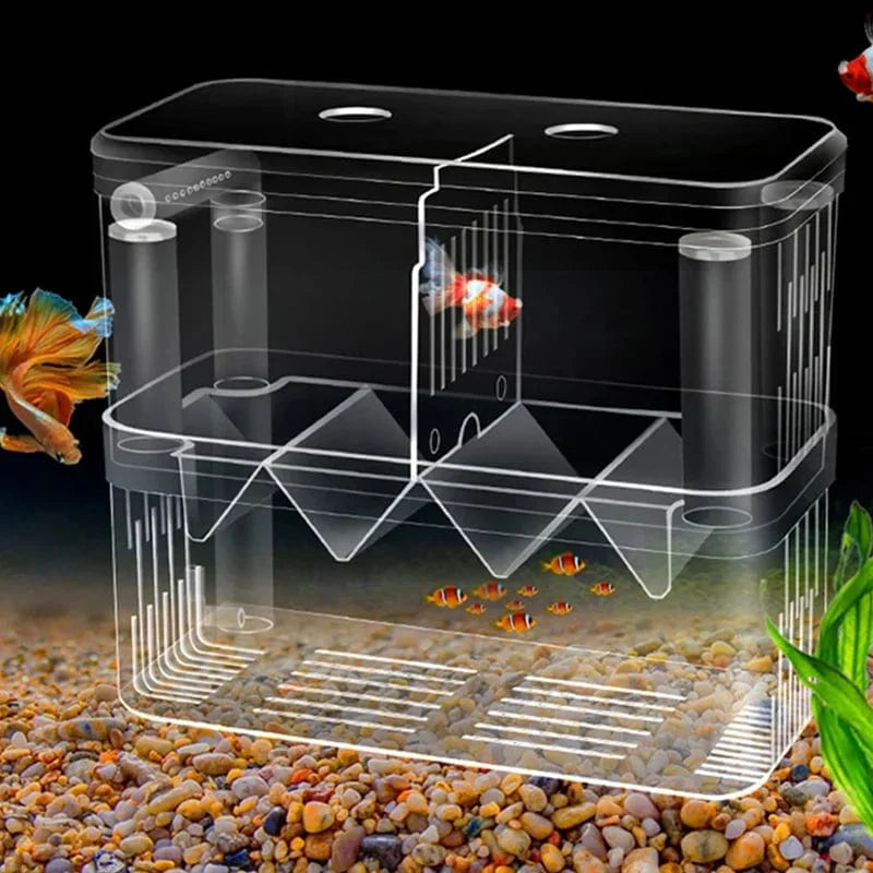 Dubbeldäckad Akvarium för Fiskuppfödning Transparent Design 0