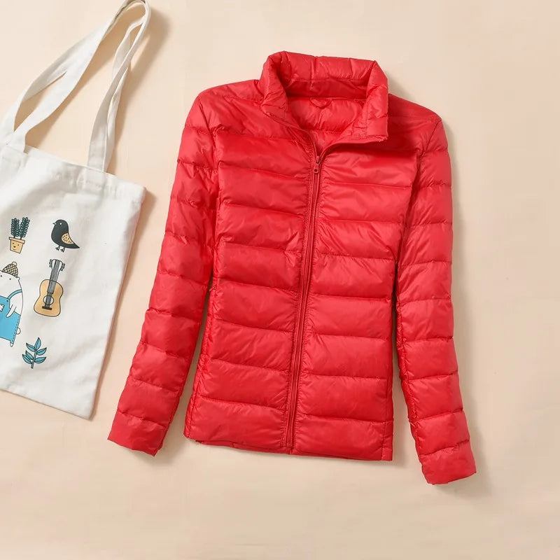 Dunjacka Dam Kort Lättviktsjacka Kviltad Vinterjacka 8