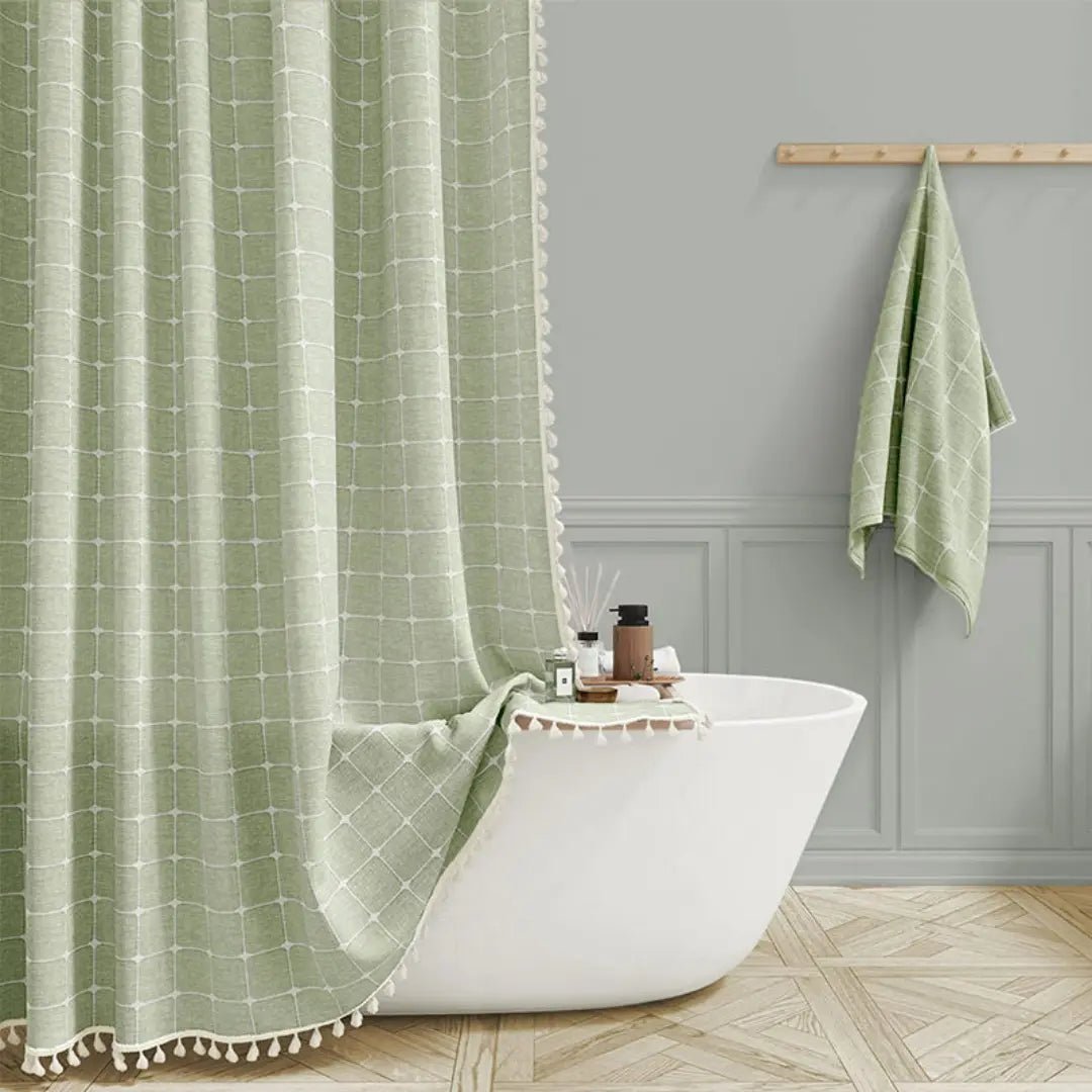 Duschdraperi Boho med Tofsar - Vattentät och Snabbtorkande Design 4