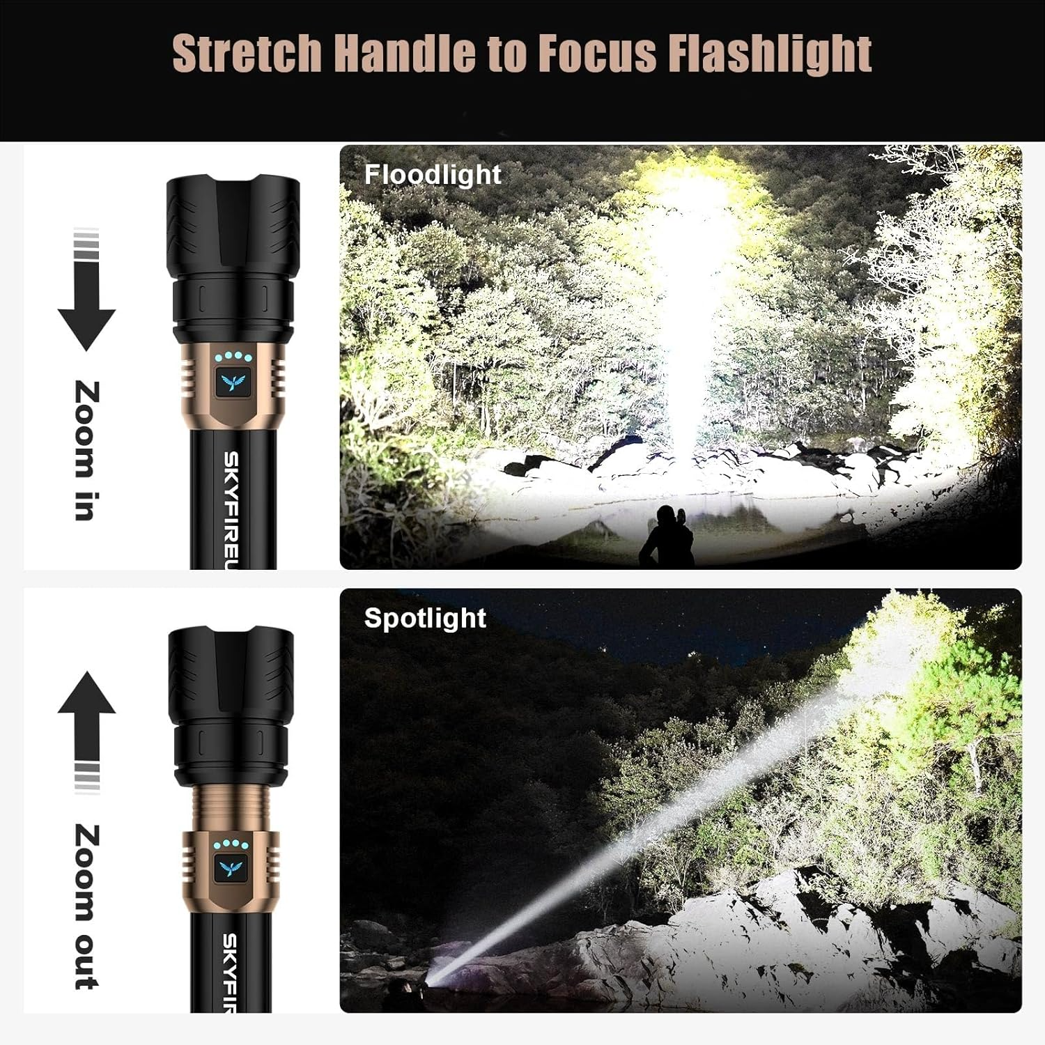 Ficklampa med Zoomfunktion och Multifunktionell Design 2
