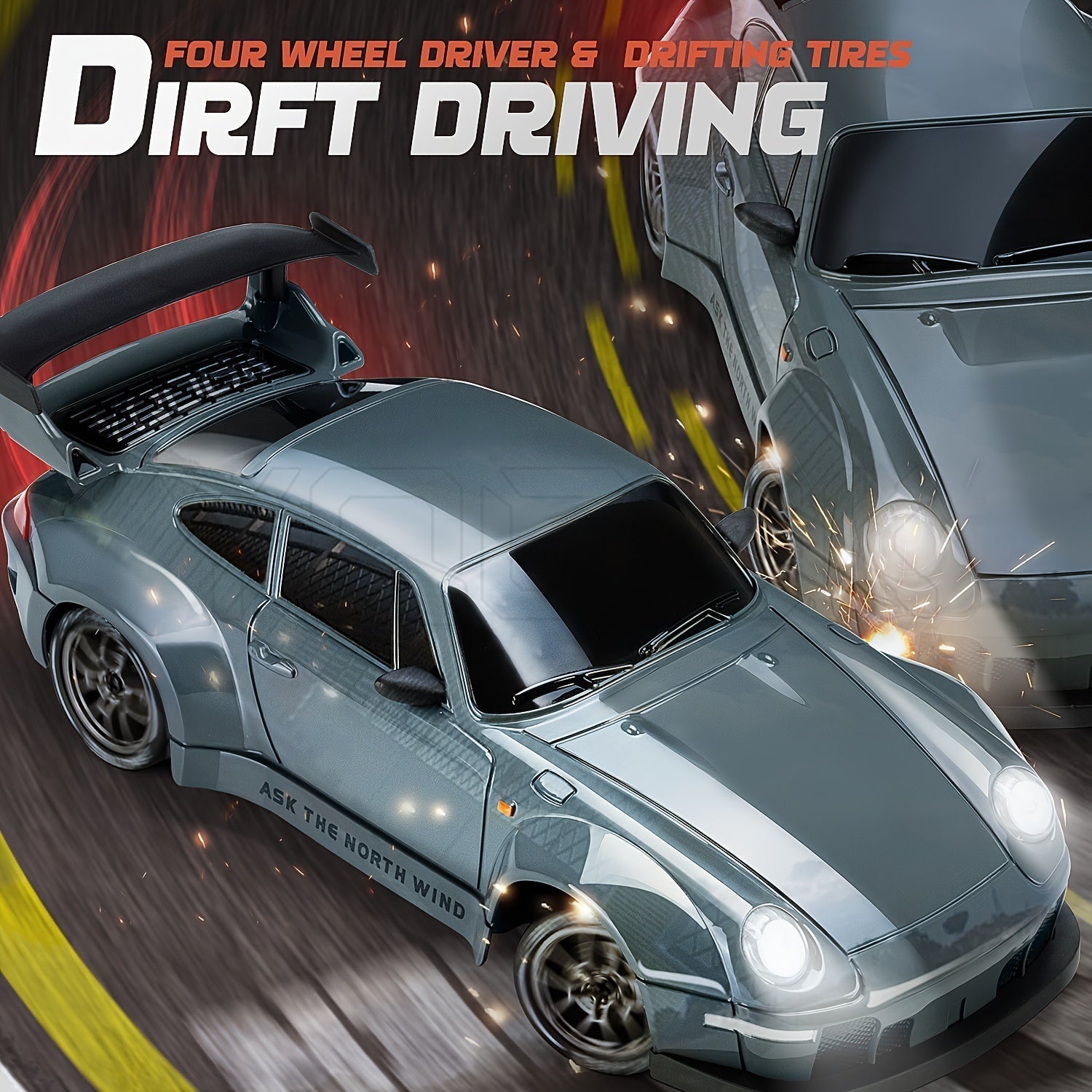 Fjärrstyrd Driftbil 1:24 med LED-hjul 5