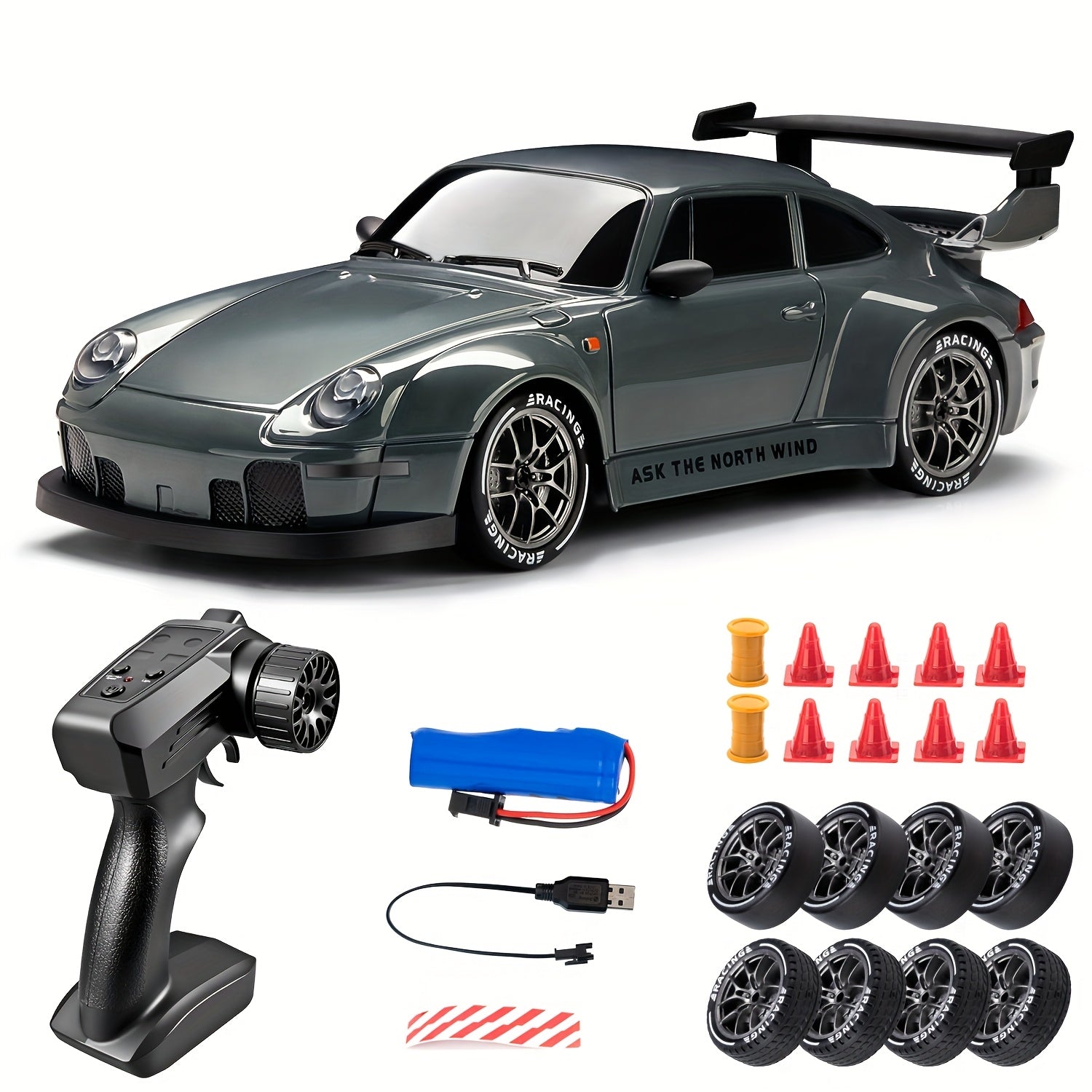 Fjärrstyrd Driftbil 1:24 med LED-hjul 9