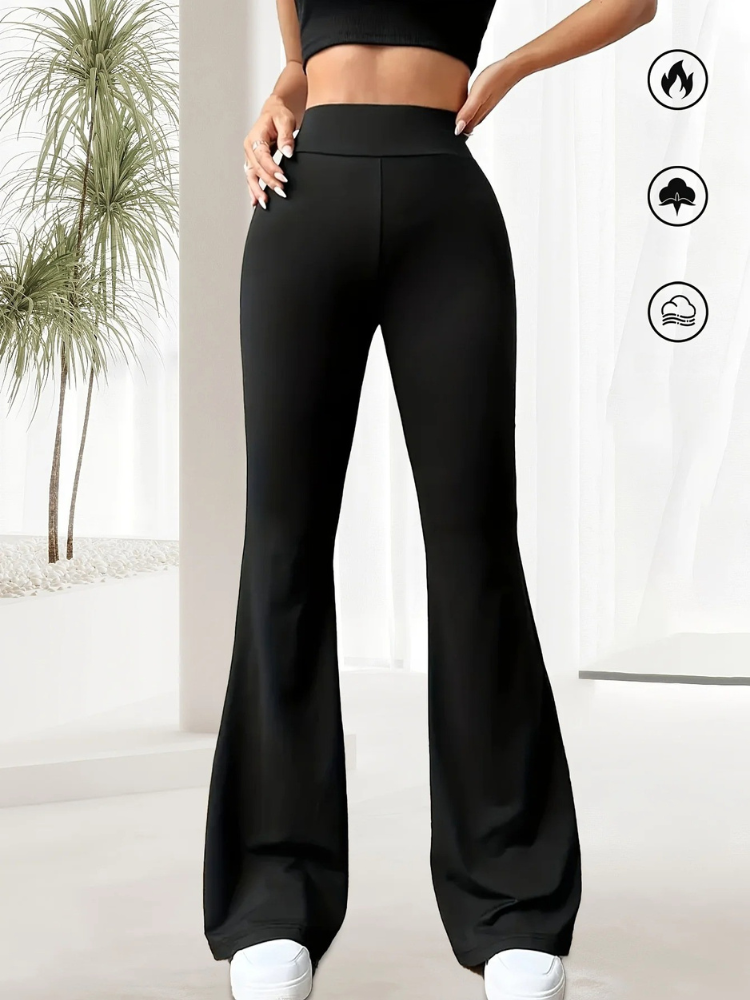 Högmidjade byxor med vid ben för damer