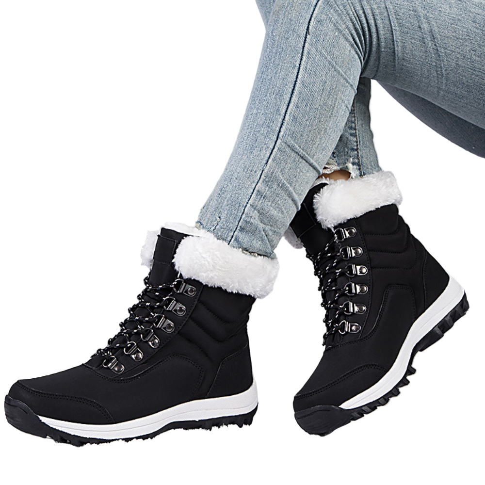 Fodrade Vinterstövlar Dam Höga Vattenavvisande Med Gummisula 0