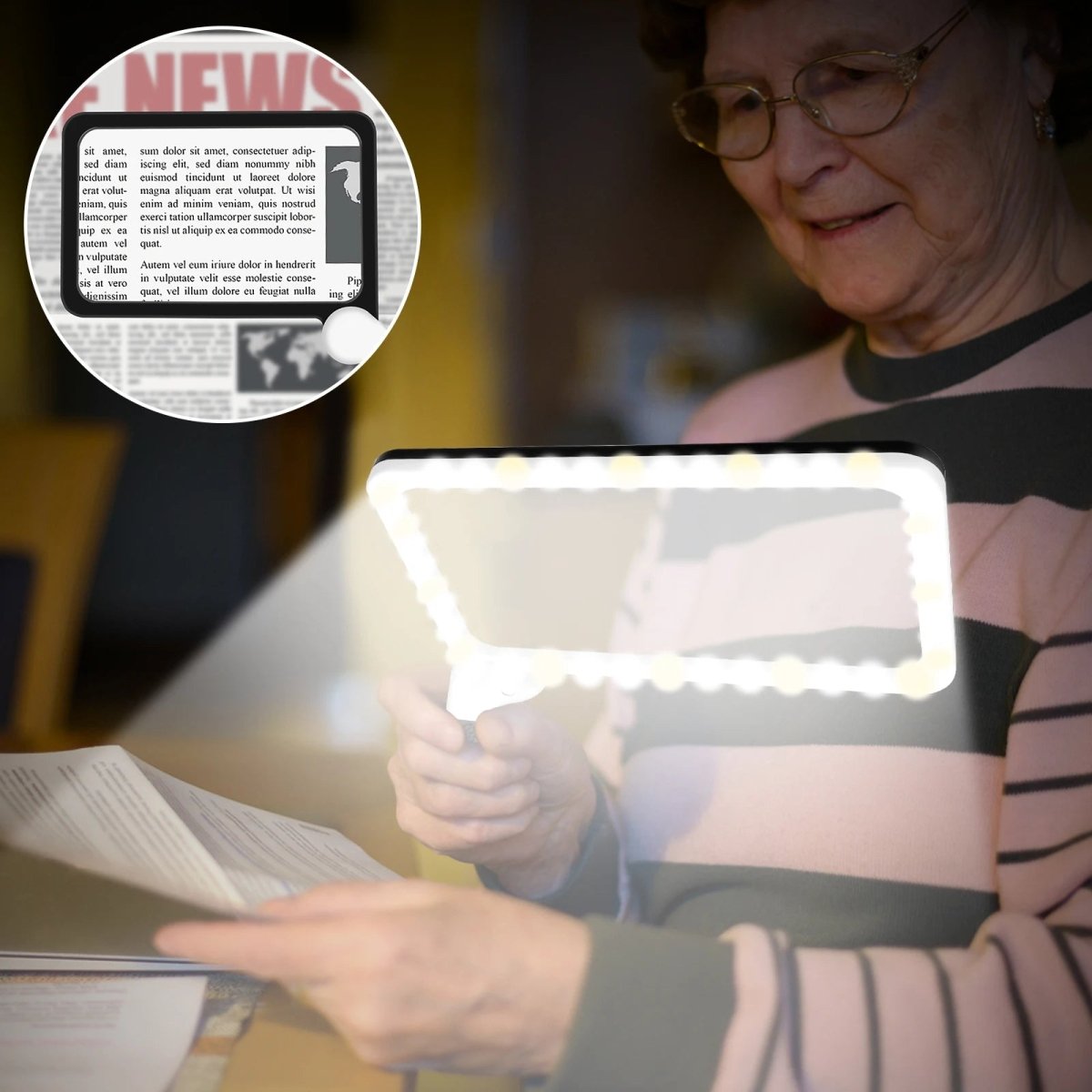 Förstoringsglas Med Lampa 5x Förstoring För Läsning Och Hobbyer 2