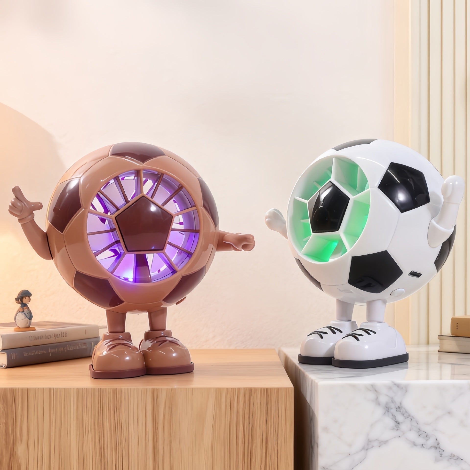 Fotbollsmotiv Bordsfläkt med LED-belysning och Tyst Drift 4