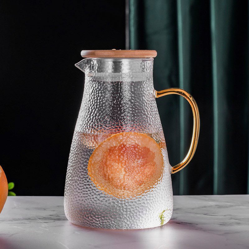 Glaskanna med Trälock Modern Design för Varma och Kalla Drycker 0