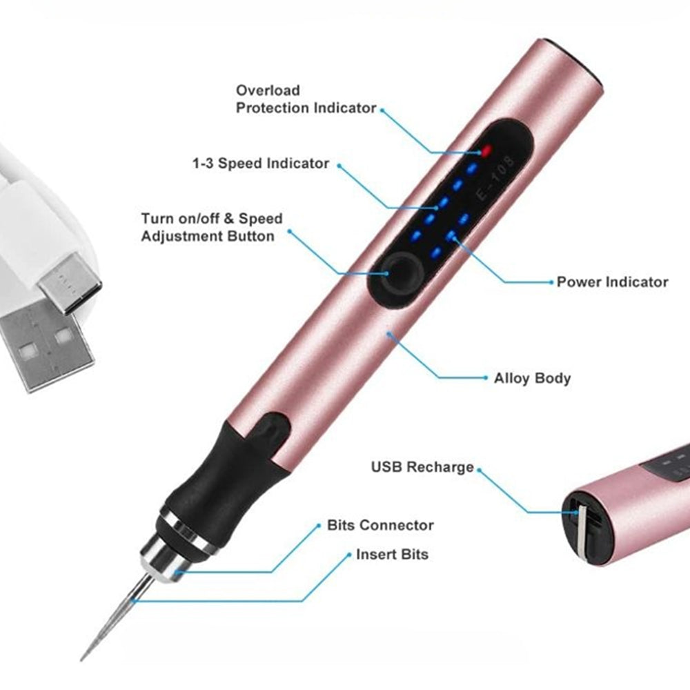 Gravyrpenna USB Uppladdningsbar För Kreativa Projekt Med Justerbar Hastighet 8