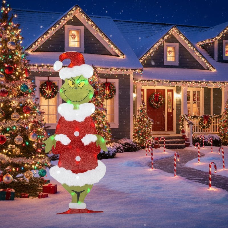 Grinch Trädgårdsdekoration med LED-belysning för Jul 1