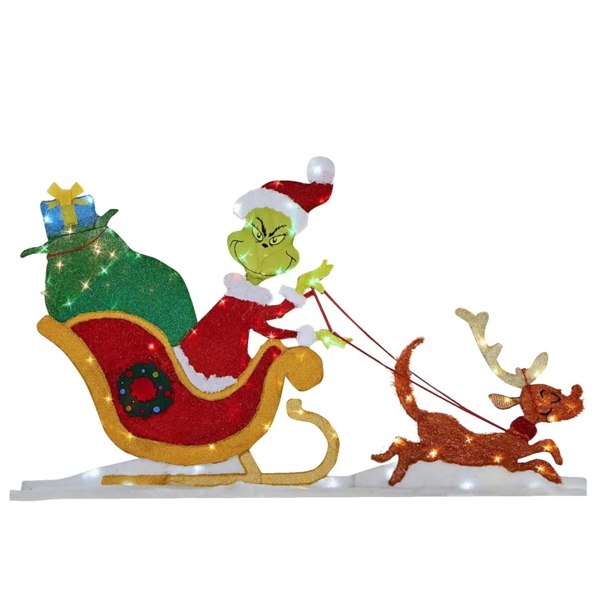 Grinch Trädgårdsdekoration med LED-belysning för Jul 4