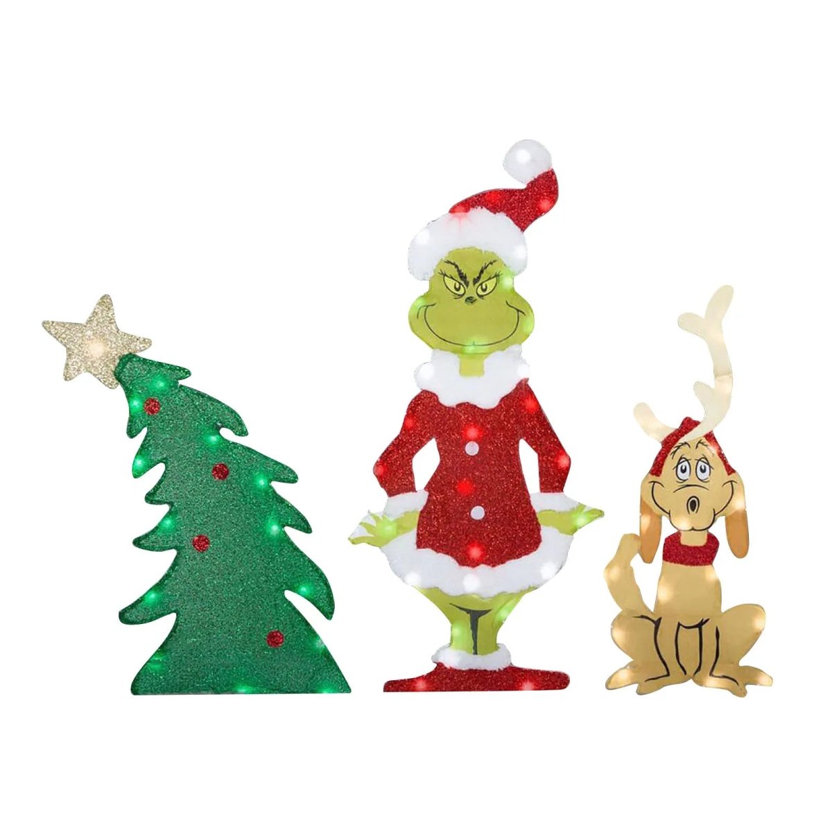 Grinch Trädgårdsdekoration med LED-belysning för Jul 5