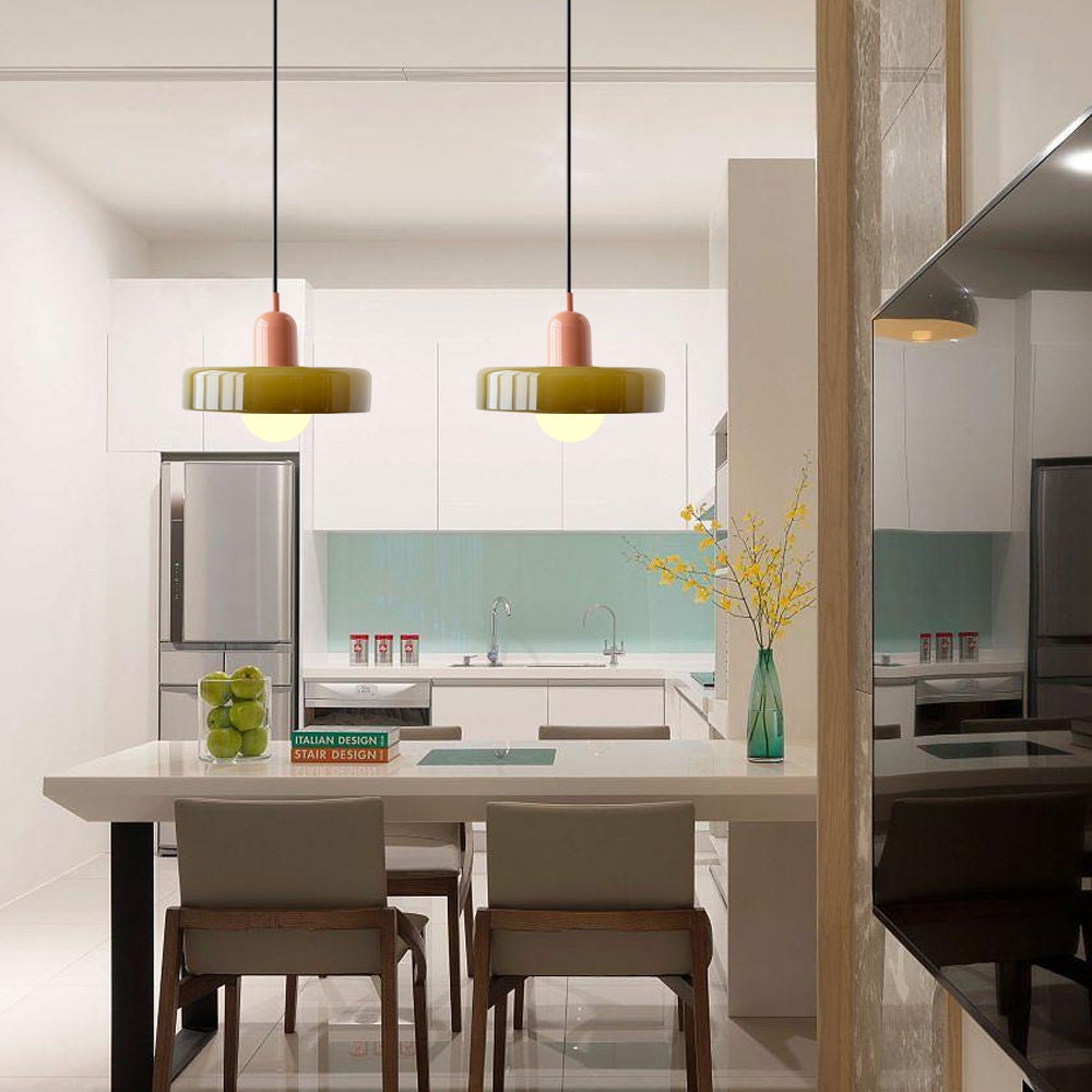 Hängande Lampa i Färgat Glas Modern Design 4