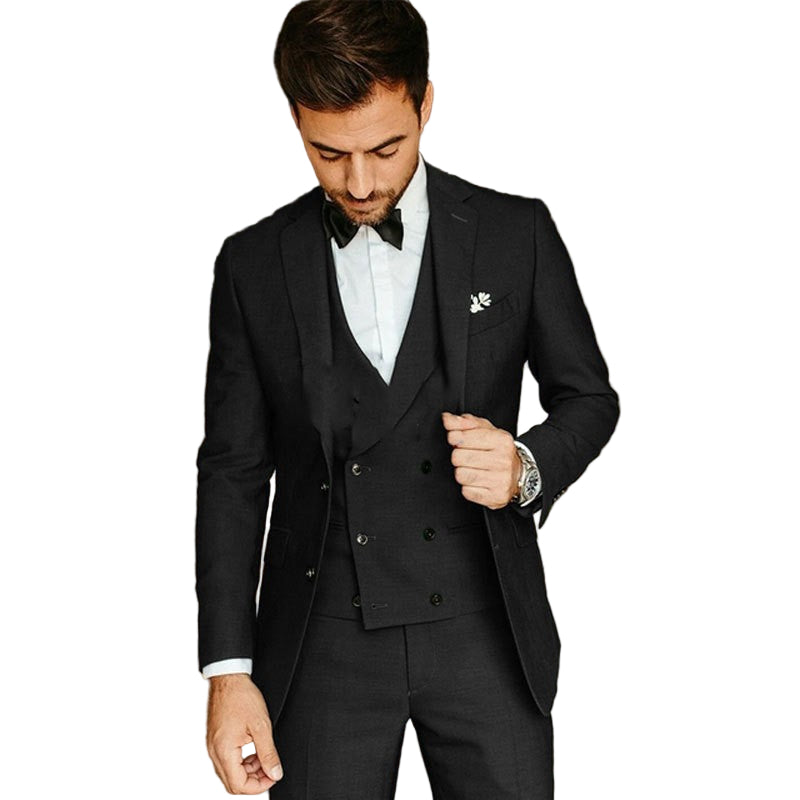 Herr 3-delat Set Blazer Väst Byxor Andningsbart Tyg 0