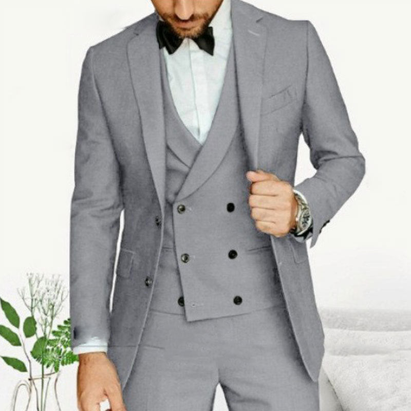 Herr 3-delat Set Blazer Väst Byxor Andningsbart Tyg 5