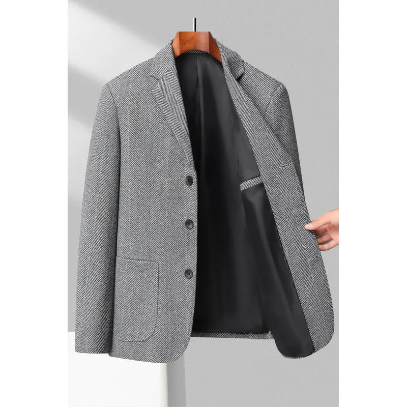 Herr Blazer Skräddarsydd Passform Sillbensmönster 1