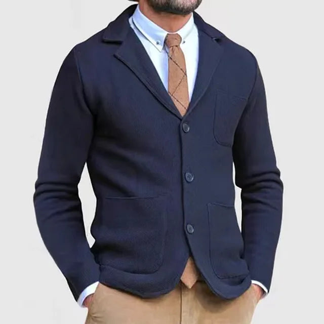 Herr Blazer Strickstil Modern Mjuk Material 5