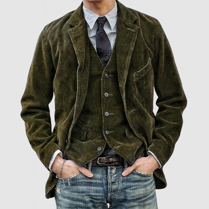 Herr Blazer och Väst Set i Cord 1