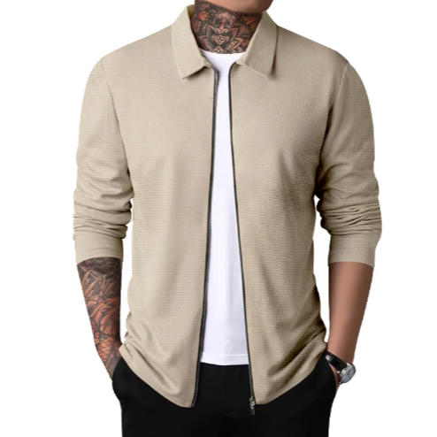 Herr Cardigan Jacka med Krage och Dragkedja Tidlös Design 0
