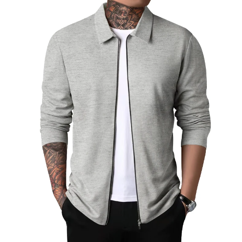 Herr Cardigan Jacka med Krage och Dragkedja Tidlös Design 4