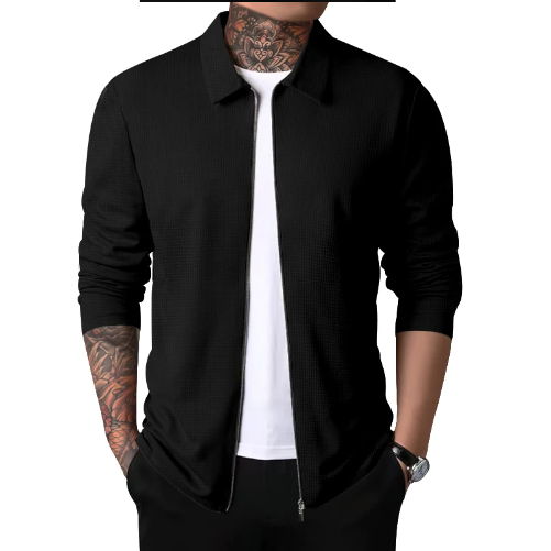 Herr Cardigan Jacka med Krage och Dragkedja Tidlös Design 5