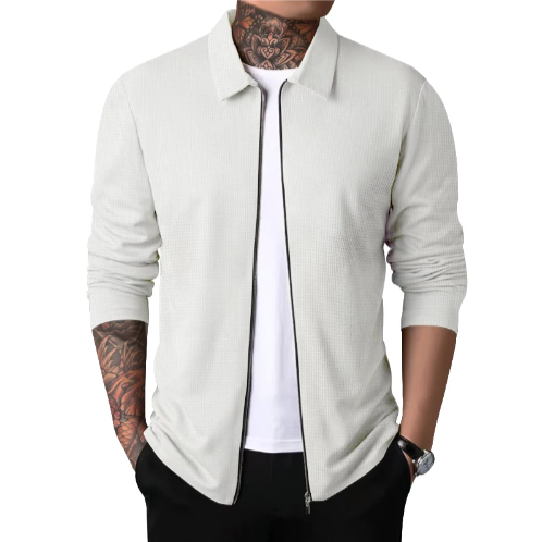 Herr Cardigan Jacka med Krage och Dragkedja Tidlös Design 7