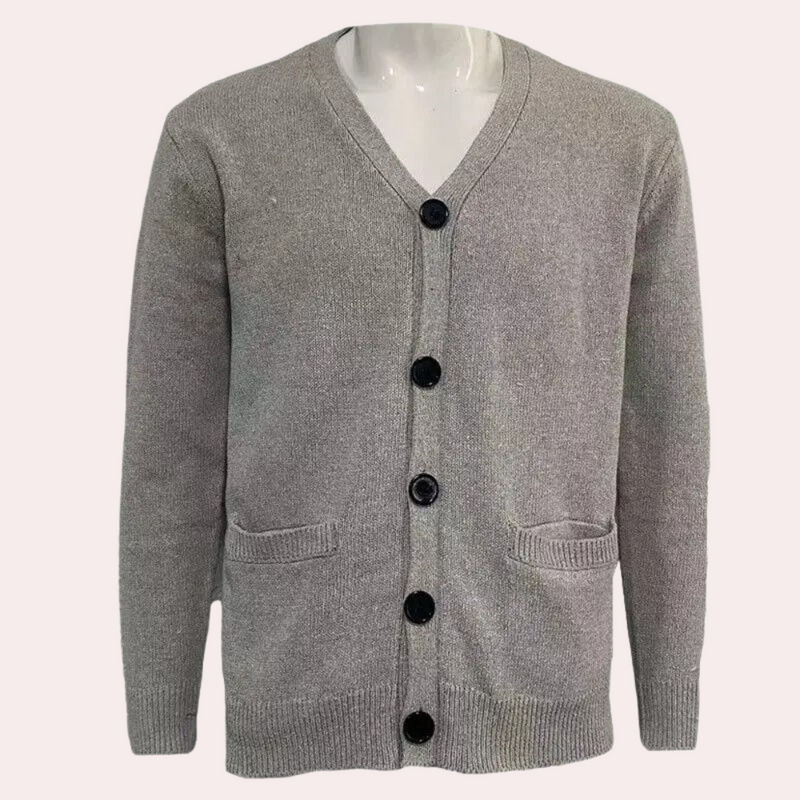Herr Cardigan med V-hals och Knappar 2