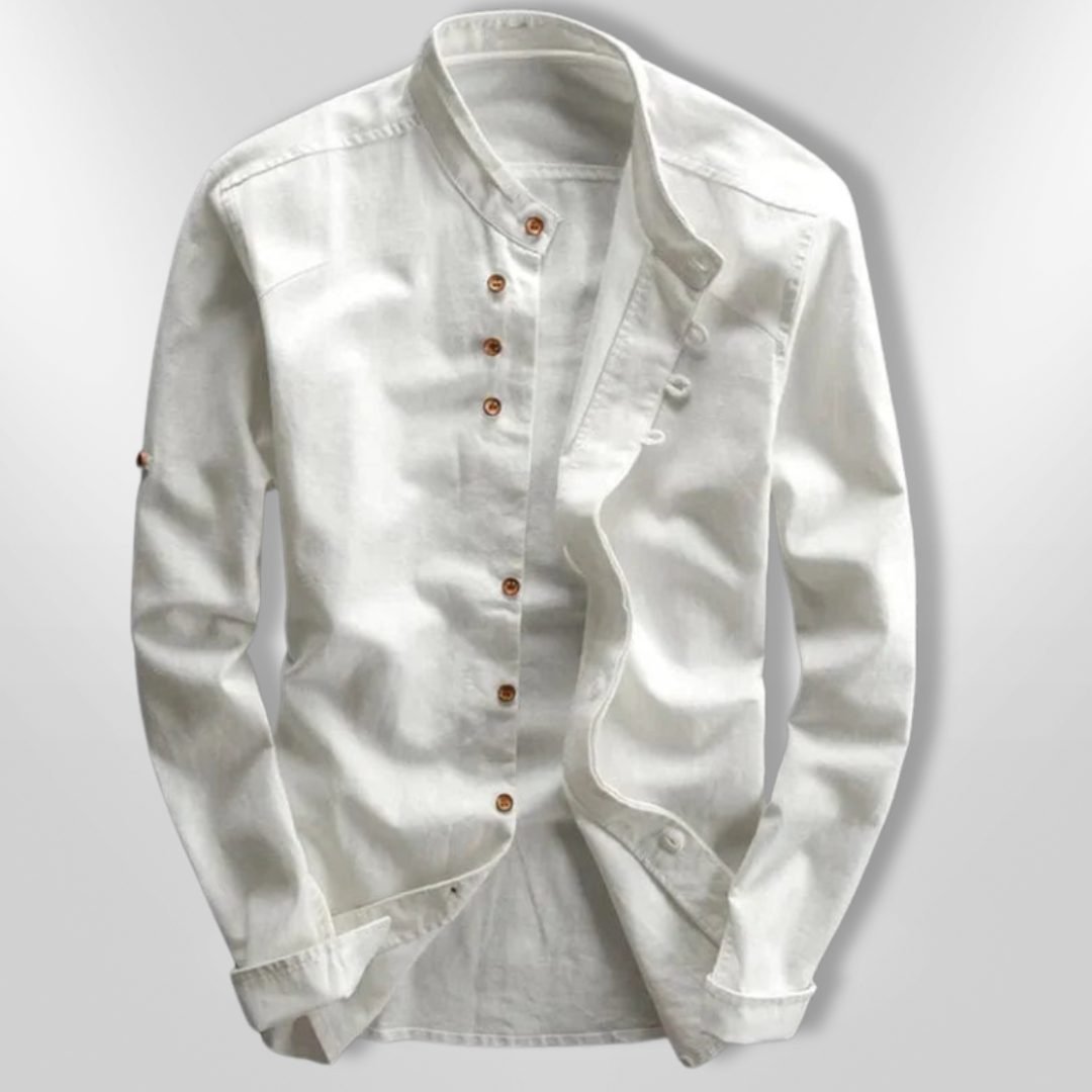 Herr Chemise Asymmetrisk Design Andningsbart Tyg 4