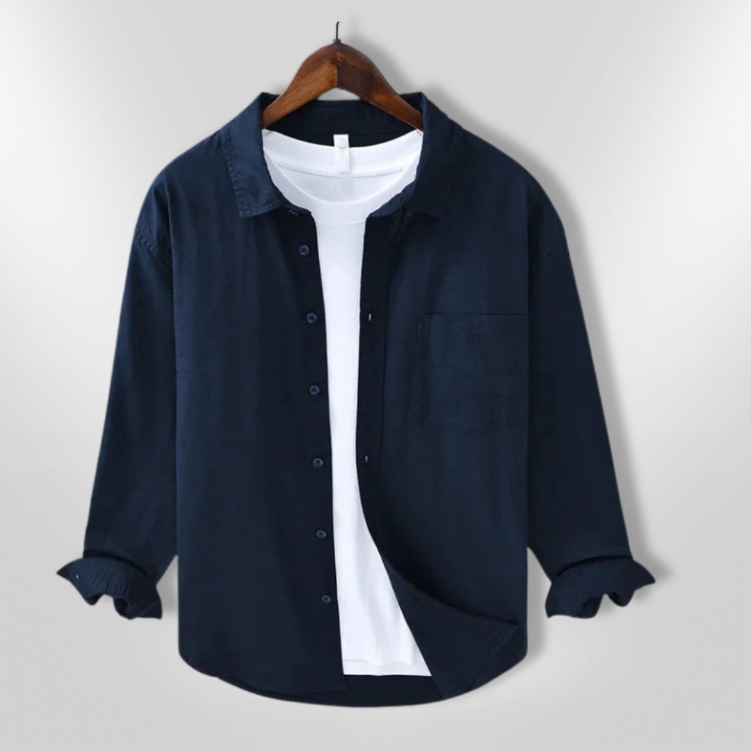 Herr Chemise Avslappnad Lätt Andningsbar 9