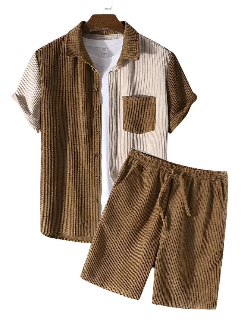 Herr Corduroy Set Skjorta och Shorts 0
