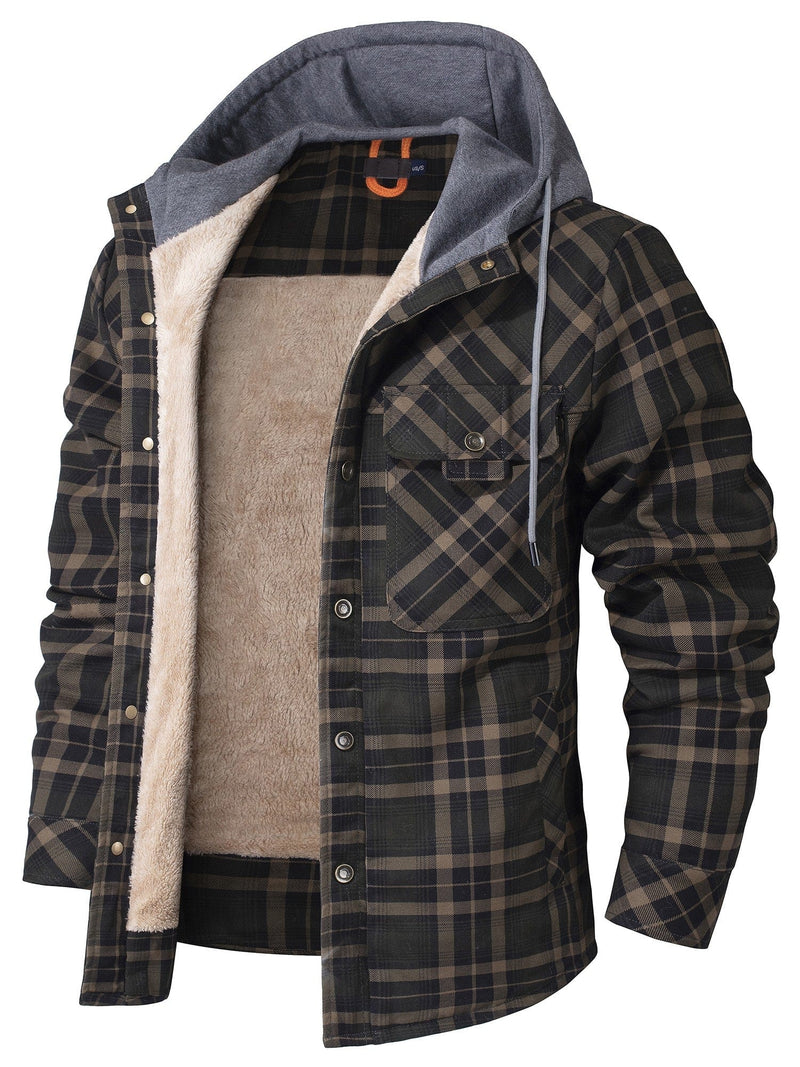 Herr Flanelljacka med Huva Bomull Polyester 1