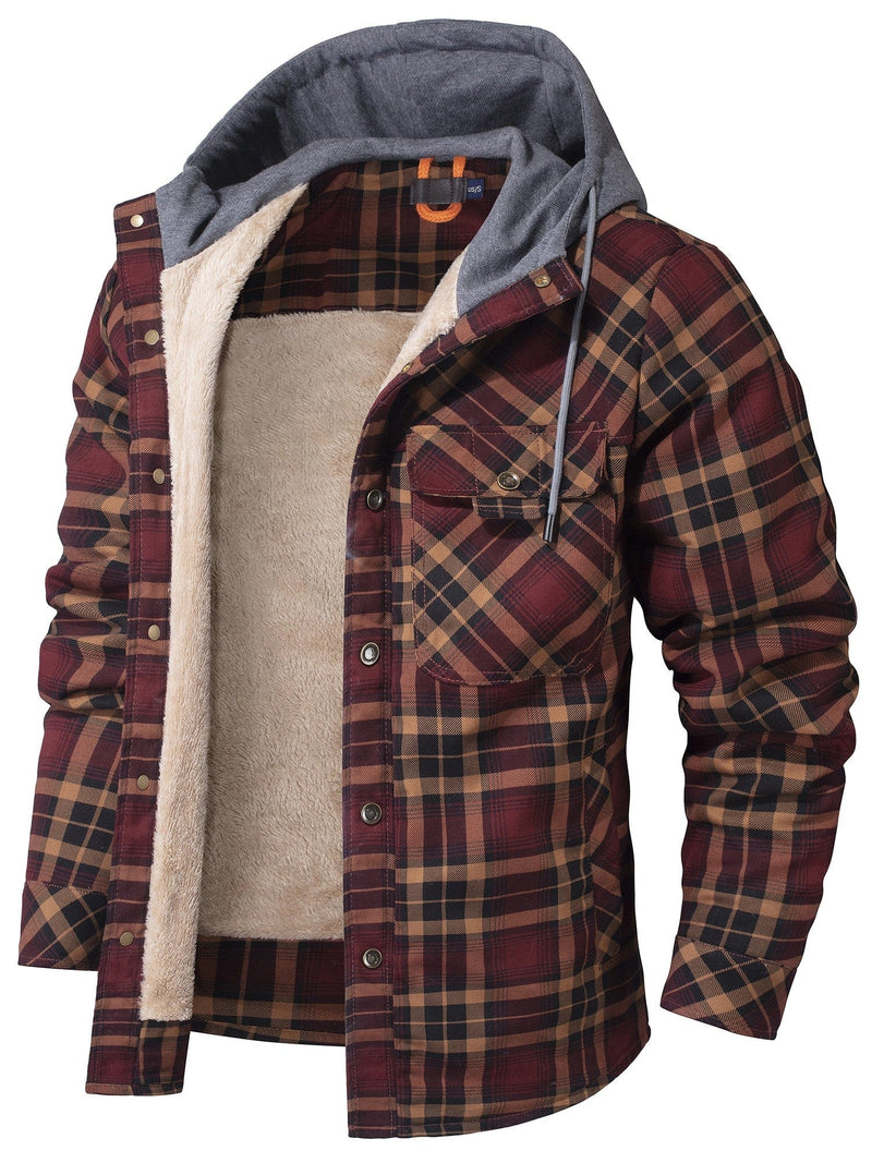 Herr Flanelljacka med Huva Bomull Polyester 2