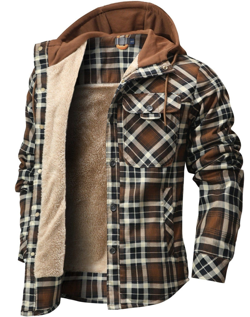 Herr Flanelljacka med Huva Bomull Polyester 3