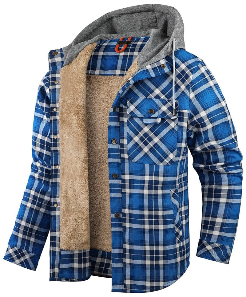 Herr Flanelljacka med Huva Bomull Polyester 4