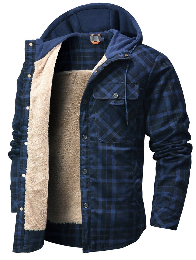 Herr Flanelljacka med Huva Bomull Polyester 5