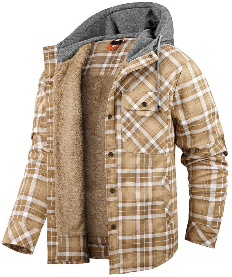 Herr Flanelljacka med Huva Bomull Polyester 7