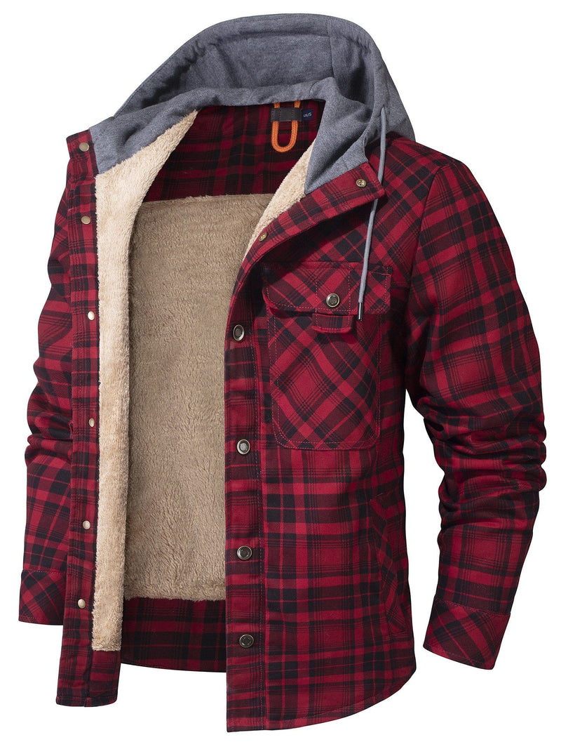 Herr Flanelljacka med Huva Bomull Polyester 8