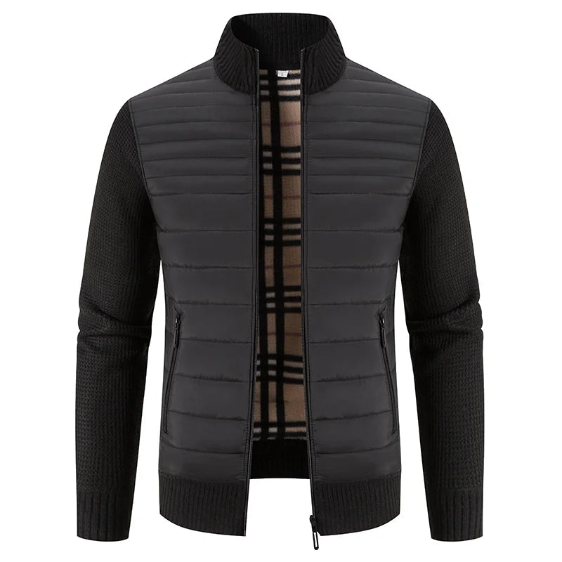 Herr Fleecejacka Kort Stickad Modern Design 0