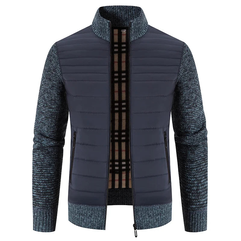 Herr Fleecejacka Kort Stickad Modern Design 9