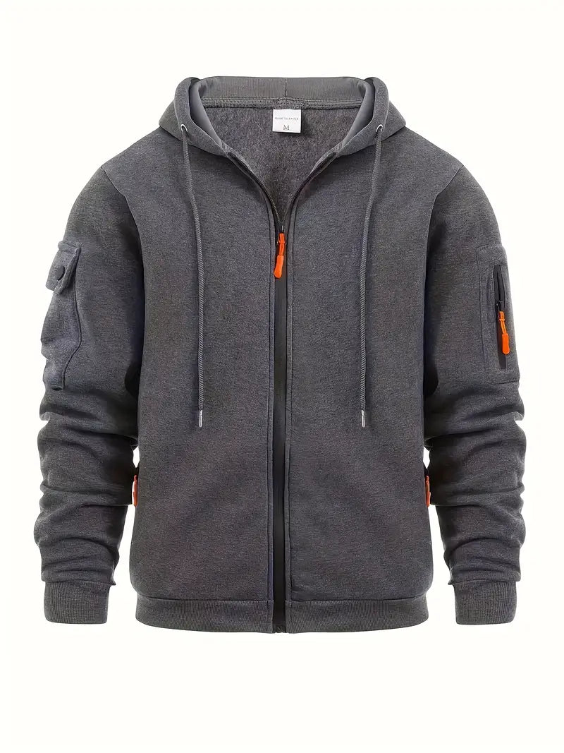 Herr Grå Hoodie Casual Med Huvud 2