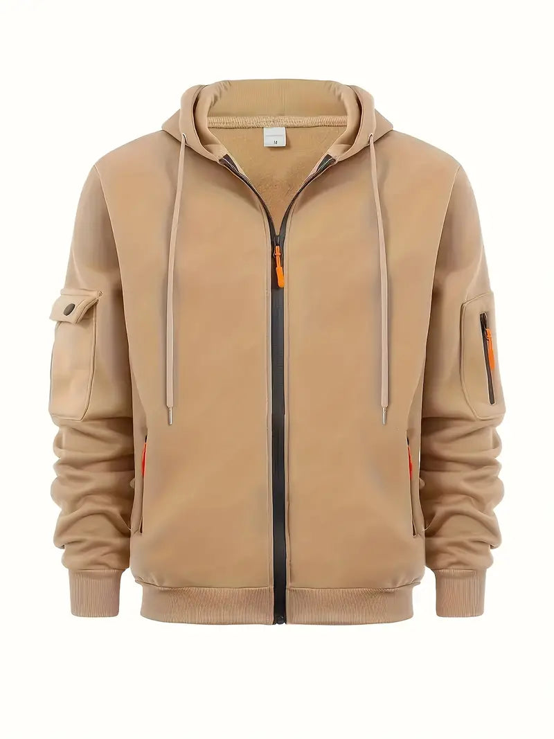 Herr Grå Hoodie Casual Med Huvud 4