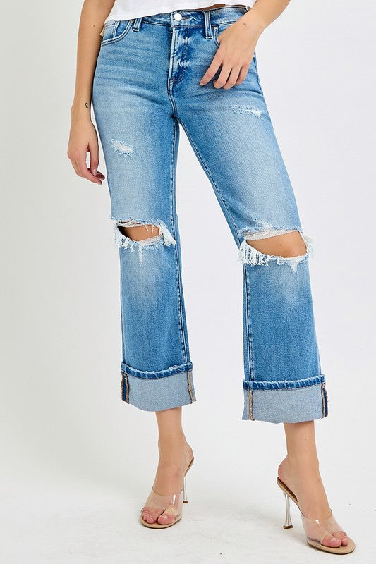 Herr Jeans Raka Cuffed Medelhöjd Bomull Elastan 2