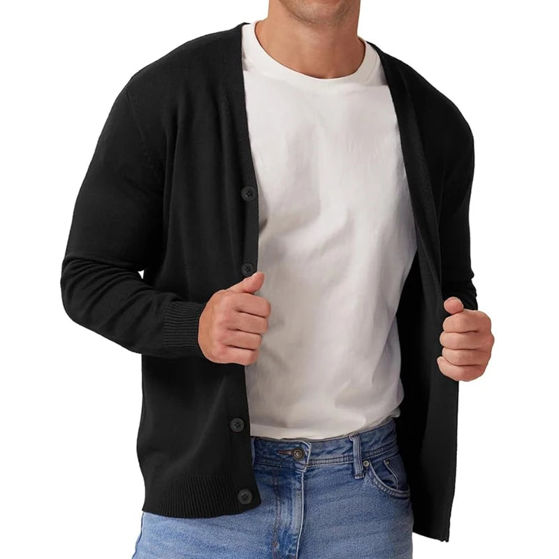 Herr Kofta Långärmad V-Hals Akryl och Bomull 1